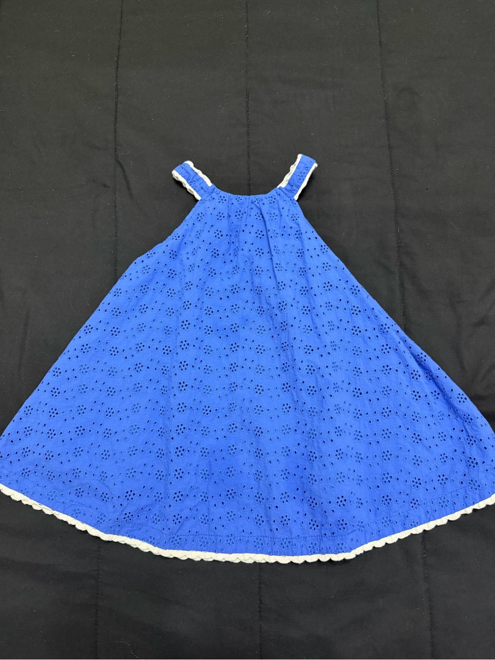 Zara Royal Blue Eyelet Sundress with White Trim